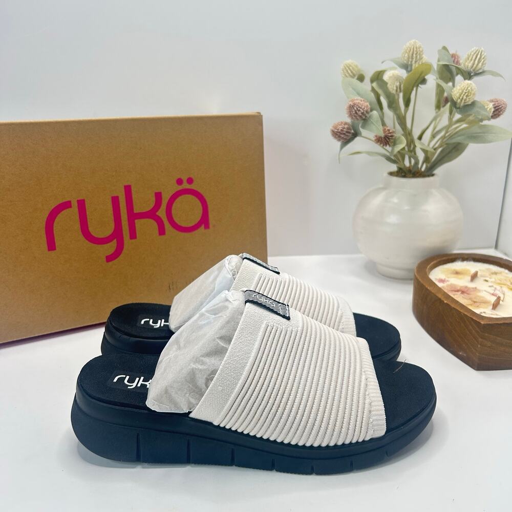 Ryka Epic Slide Casual Atheltic Slide White Alyss J3091F1100 Women's 8 Wide NWB